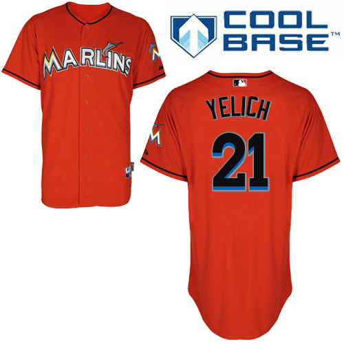 Christian Yelich #21 MLB Jersey-Miami Marlins Men's Authentic Alternate 1 Orange Cool Base Baseball Jersey